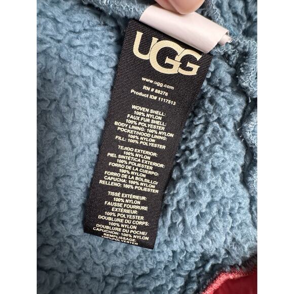 UGG Sherpa Fleece Pullover Women's Large Cozy 1/2 Zip Iggy Jacket Blue - Picture 4 of 10